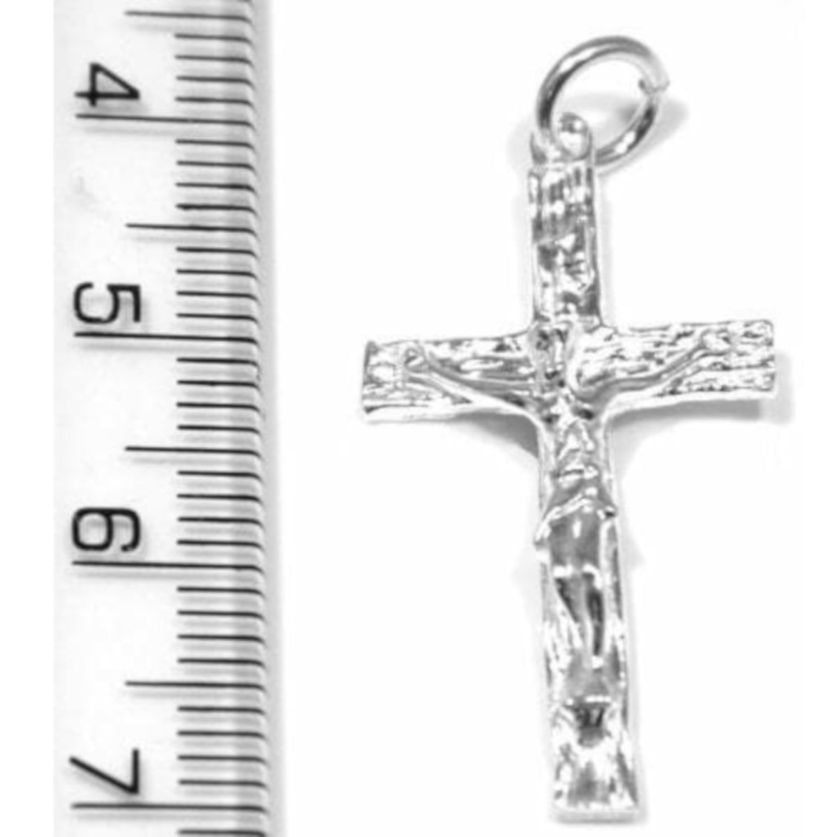 Crucifix pendant charm in sterling silver ruler