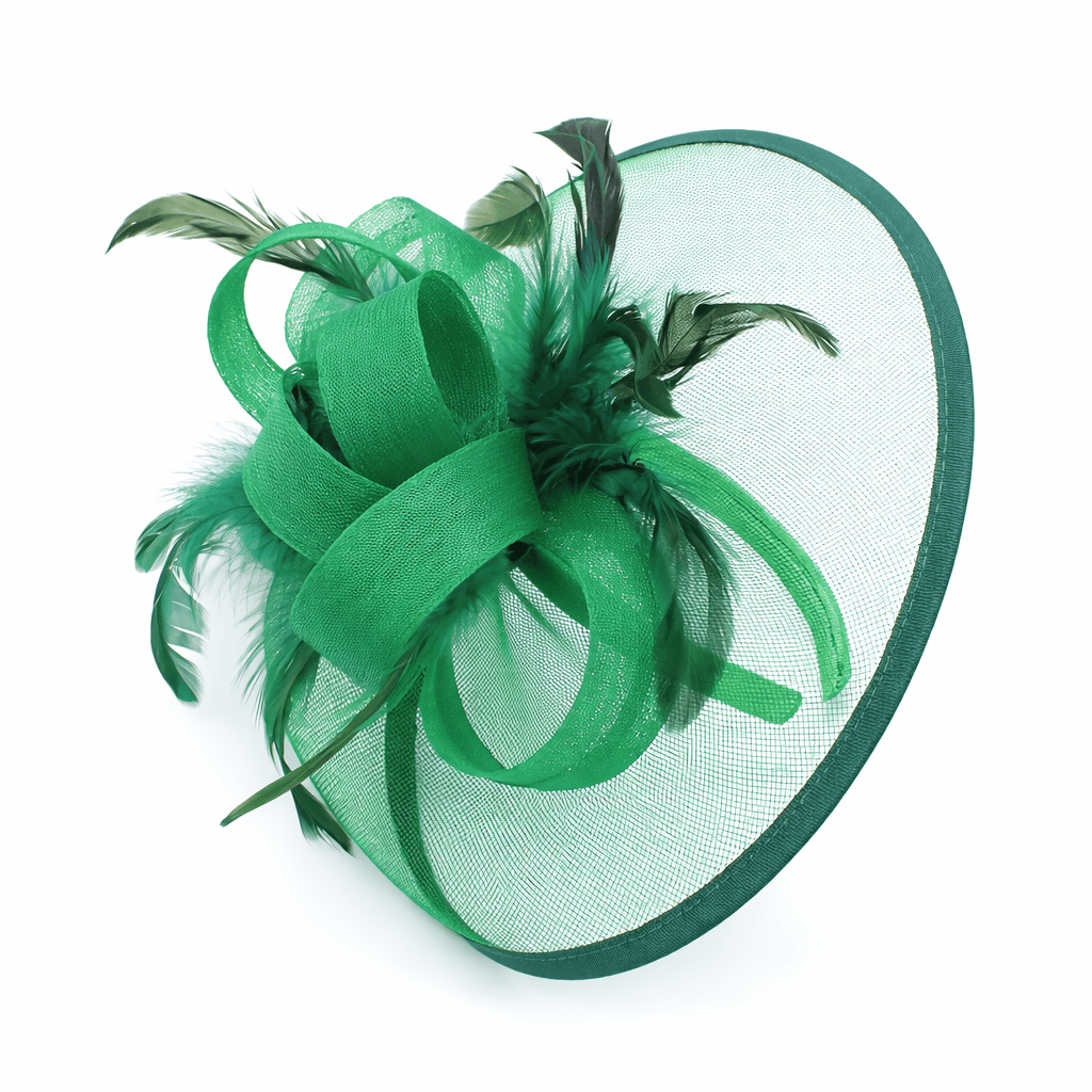 Wide brim green net fascinator (main)